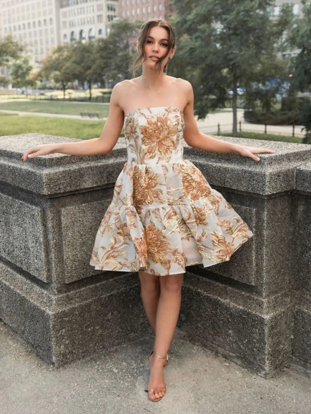 Mac Duggal Strapless brocade mini dress with pockets size 4 #20718 - Picture 13 of 13